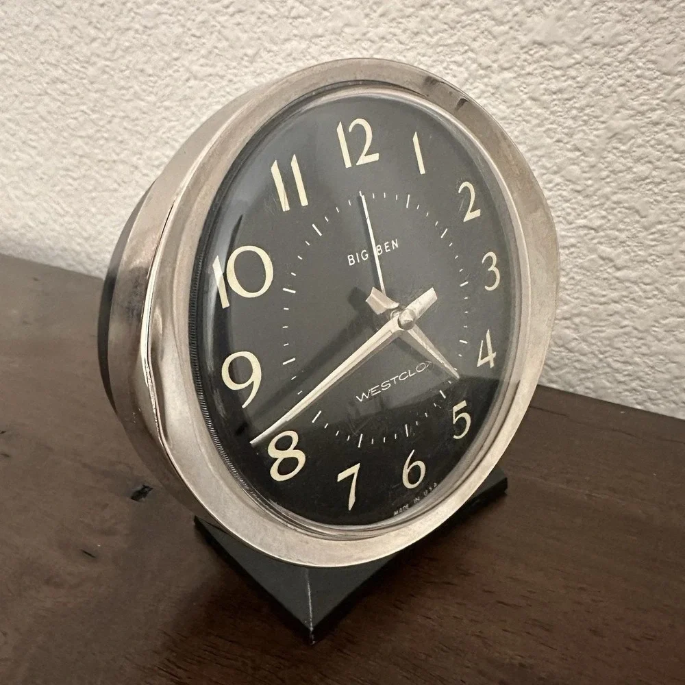 Vintage Westclox Big Ben Alarm Clock Black Chrome Metal Works USA 5